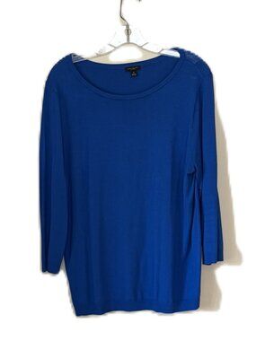Ann Taylor Factory 3/4 Sleeve Blue Sweater, XL